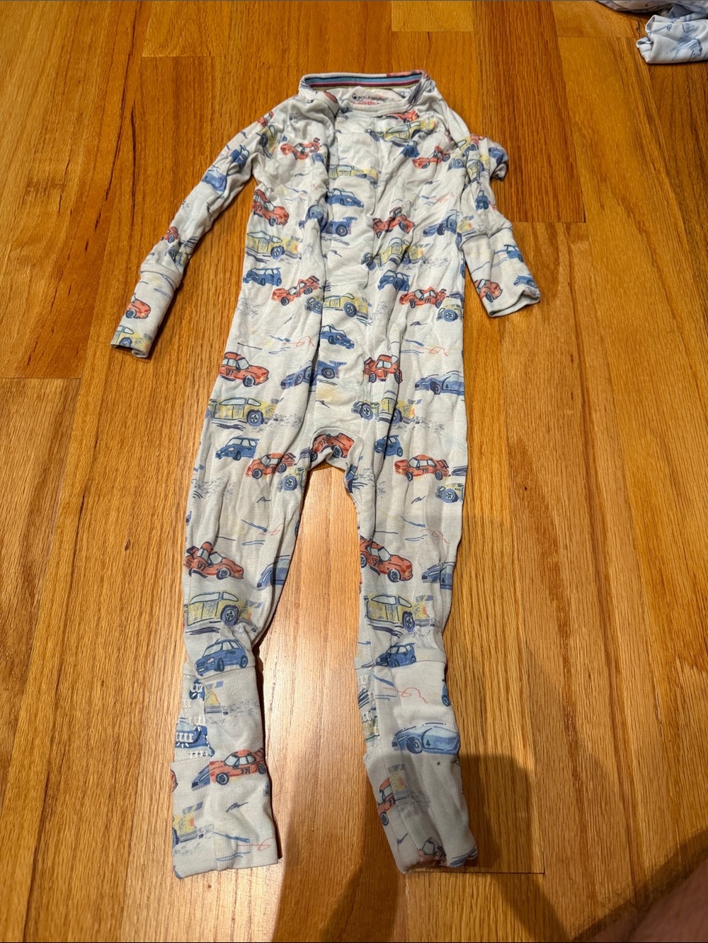 Magnetic Me Cream One-Piece with Red, Blue & Yellow Cars 9-12 months Convertible